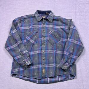 Haggar Clothing Co Mens Aztec Style Plaid Flannel Long Sleeve Button Up Shirt XL